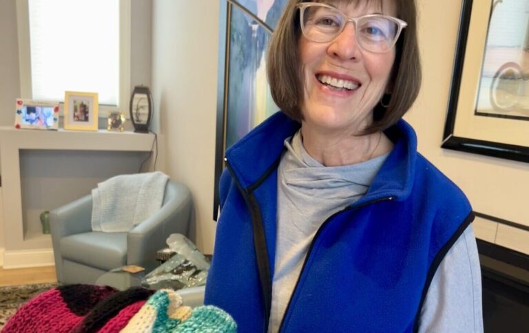 Lifelong knitter connects  with her new community